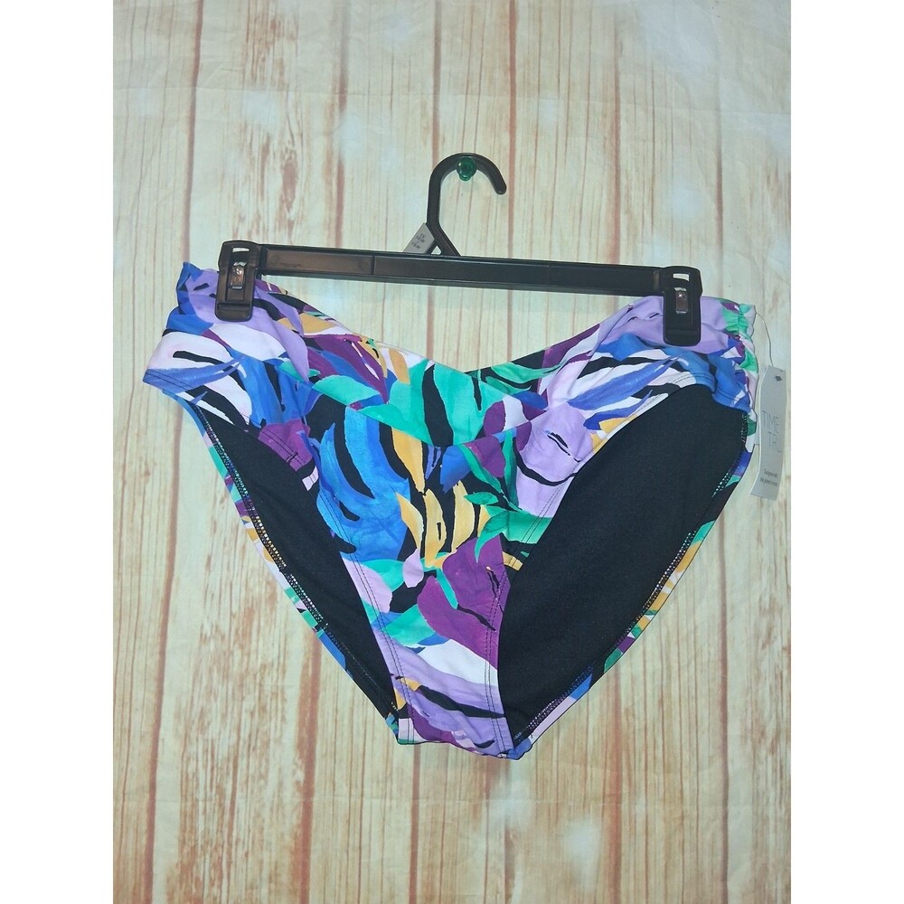 NWT Time And Tru Multicolor Floral Mid-rise Bikini Bottoms Sz 1X